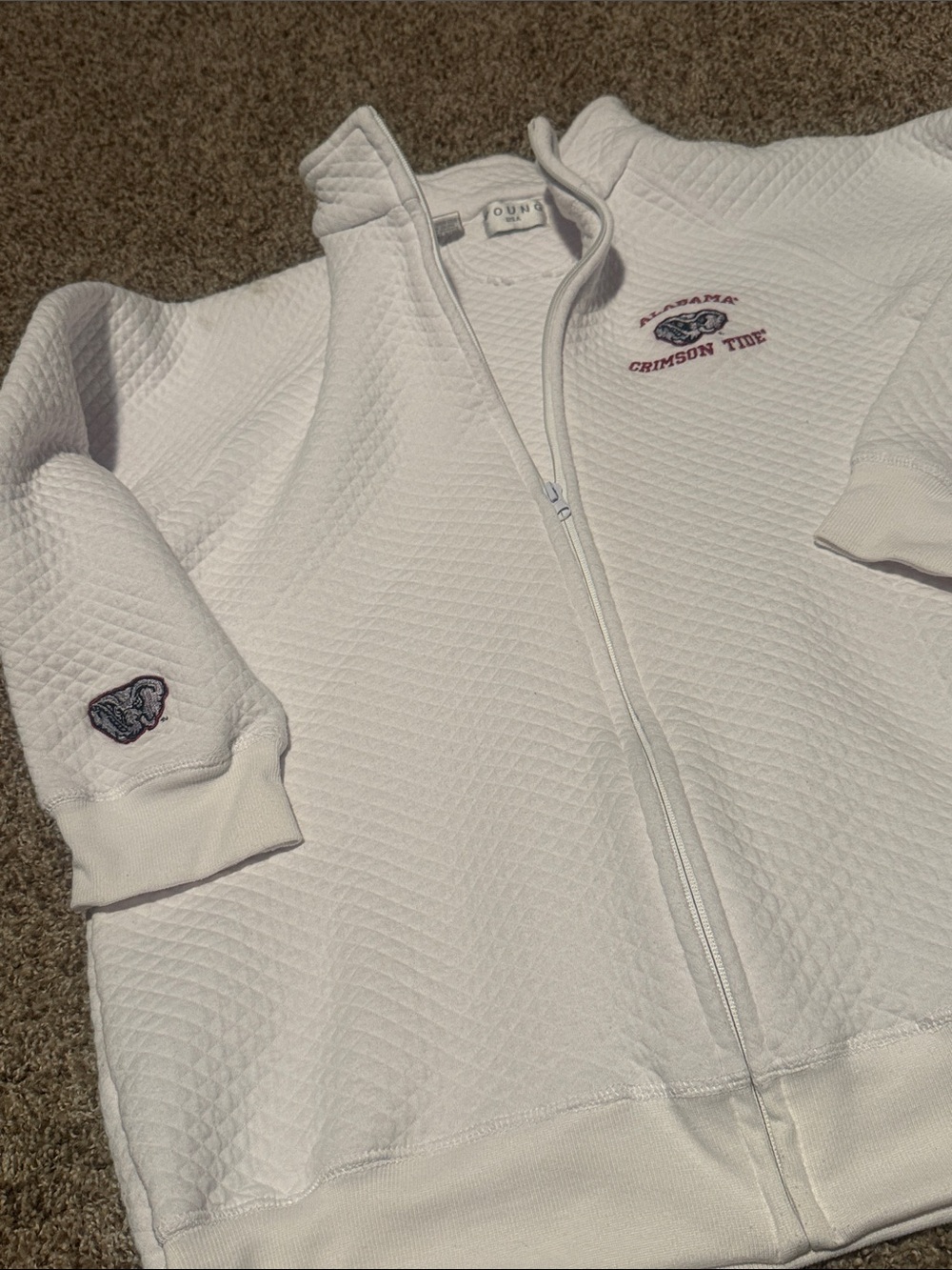 Alabama Crimson Tide white quilted full-zip jacket (XXL)